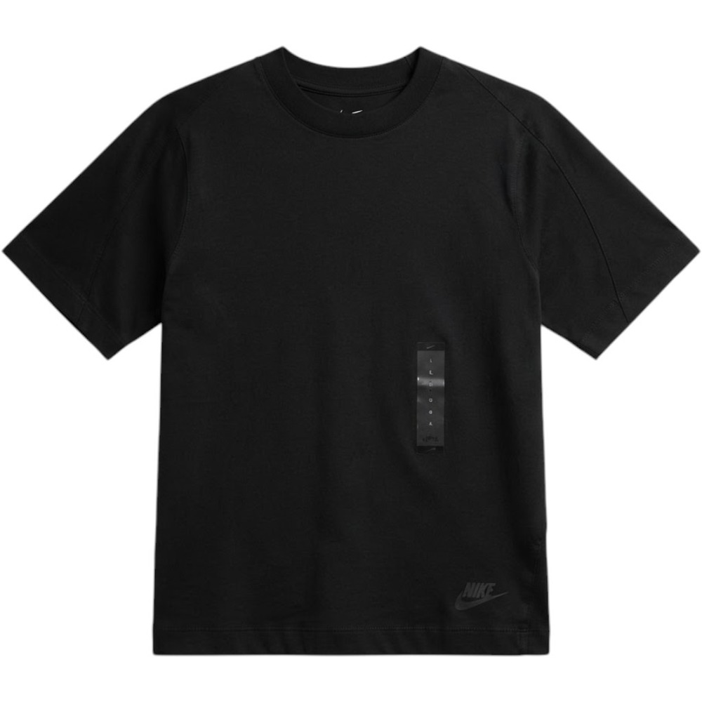 Nike Sportswear Bonded Top Black Short Sleeve Mesh Gathered Back Tee Size Large